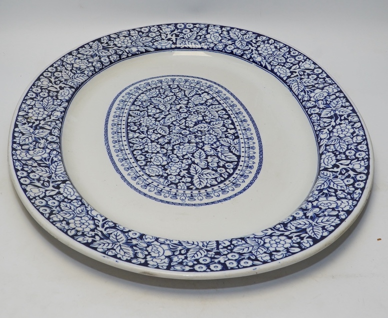 Brown, Westhead and Moore, a large Victorian blue and white meat dish, 55cm. Condition - good
